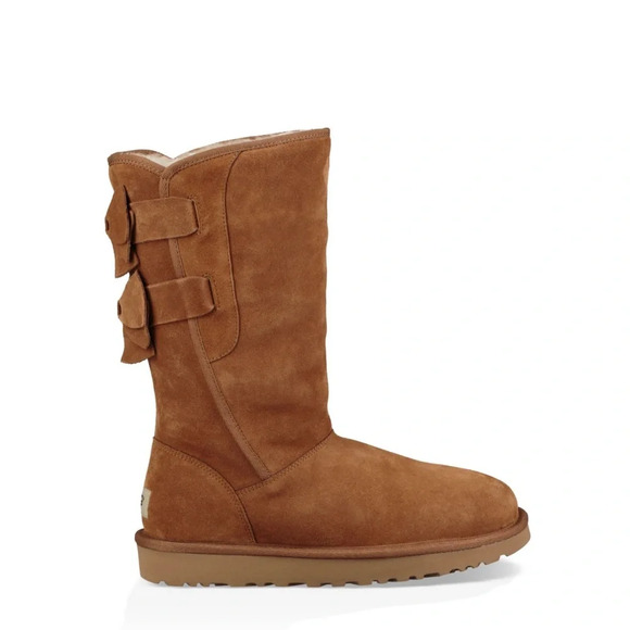 UGG Shoes - UGG Allegra Bow II Chestnut Boots Sheepskin Women’s Size 9 Suede Wool Boots